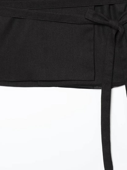 Black Linen Lapel Pants Set