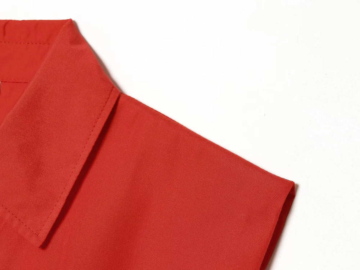 TFMLN Women's Pleated Shirt Spring Summer Vintage Lapel Collar Sleeveless Blouses Simple Flared Hem Ladies Tops 2026 New