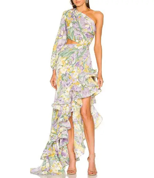 Romantic Bloom Ruffle cut out Dress