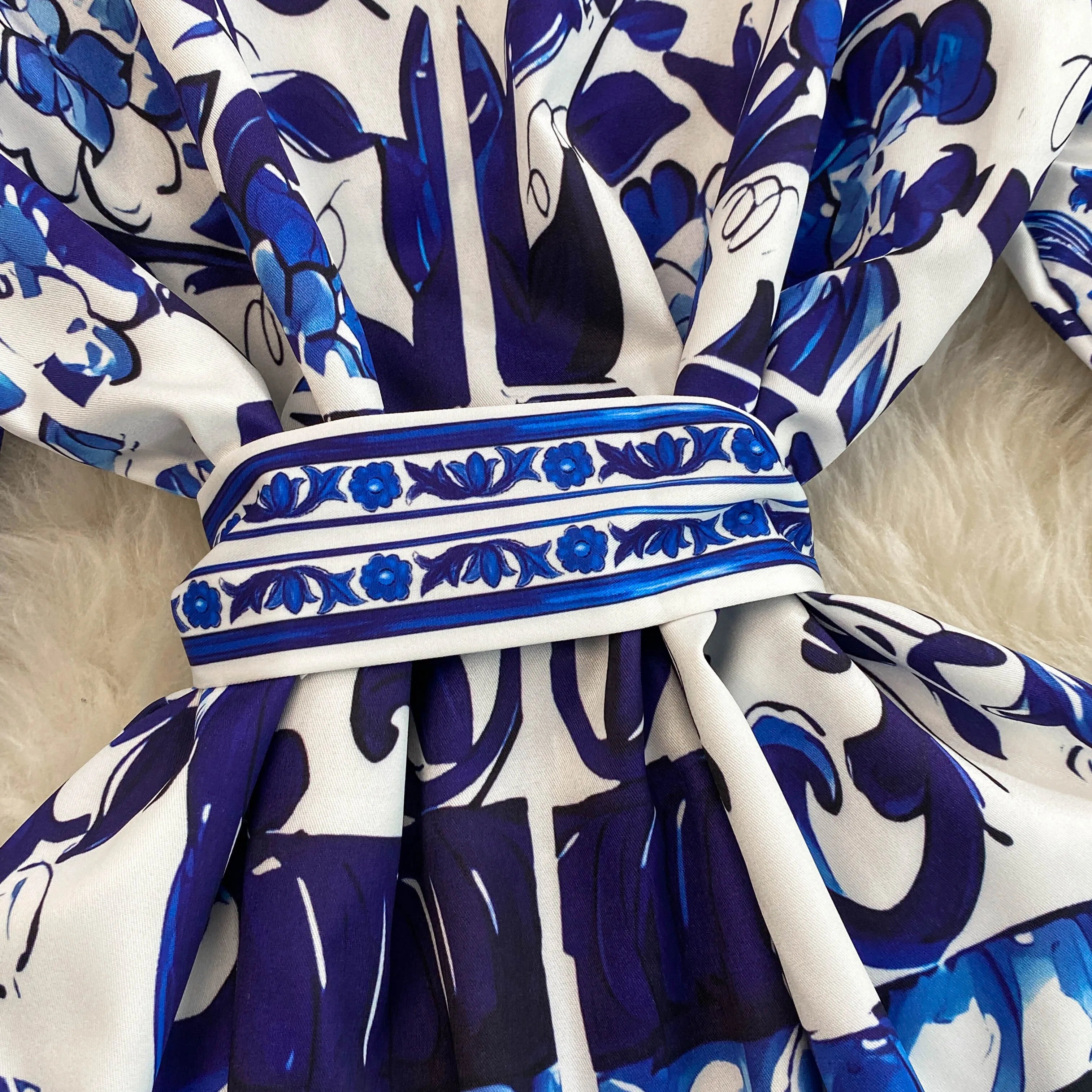 Spring Retro Blue White Red Dolce Dress - Shellss