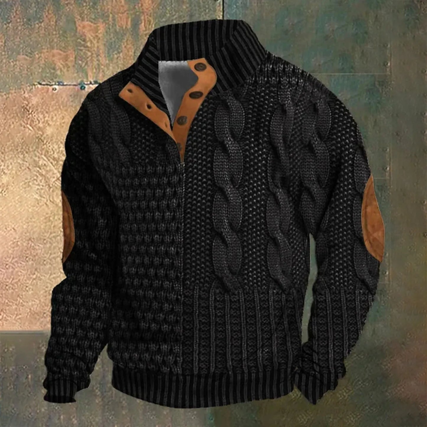 Men'S 3d Jacquard Printed Half Button