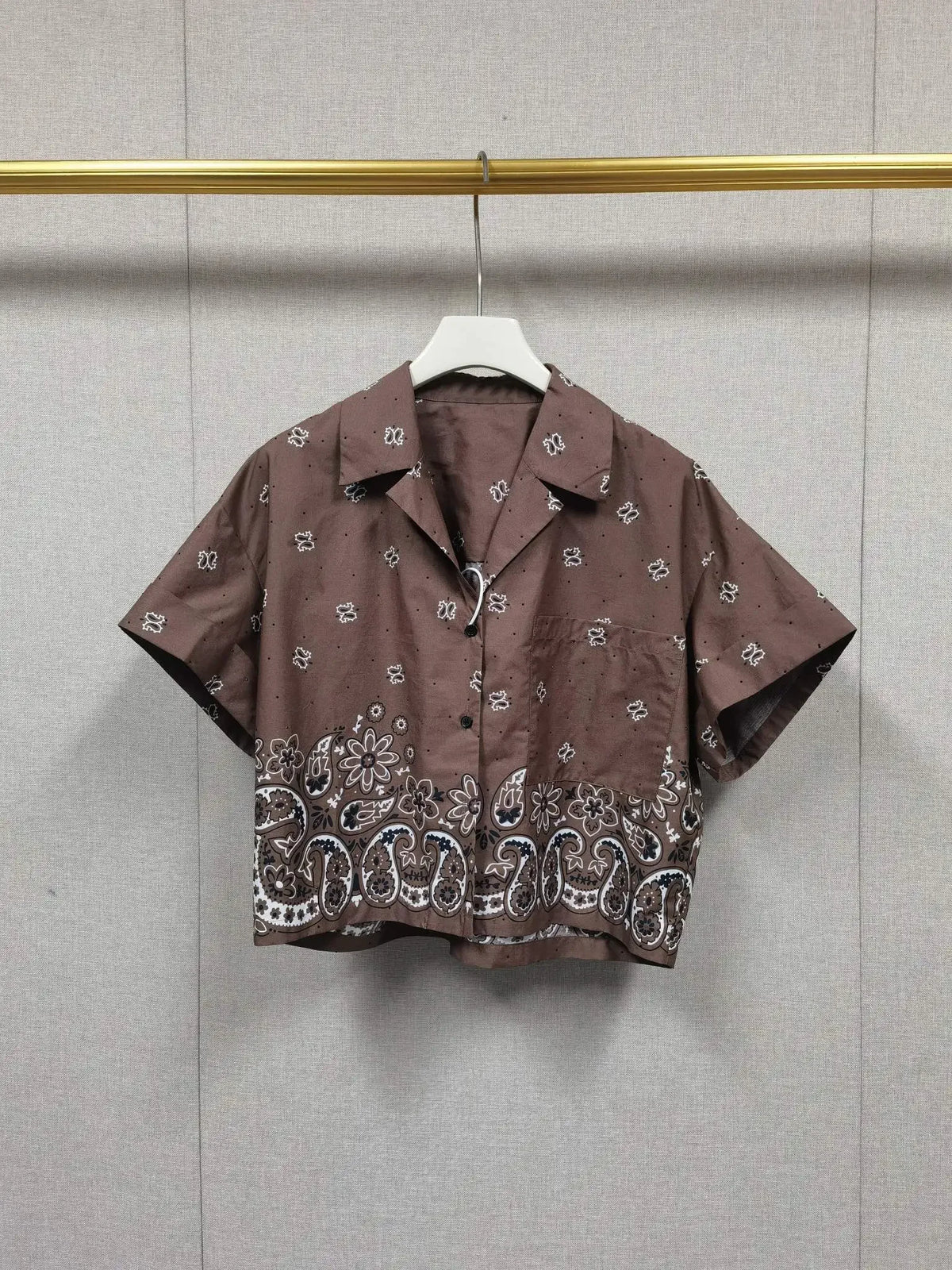 100% Cotton Women Single Breasted Vintage Print Shirt Tops + Lace-Up Shorts Summer - Shellss
