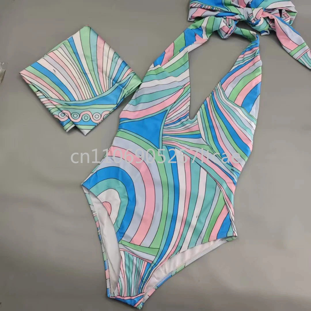 Luxury Design Pink Scarf Swimsuits