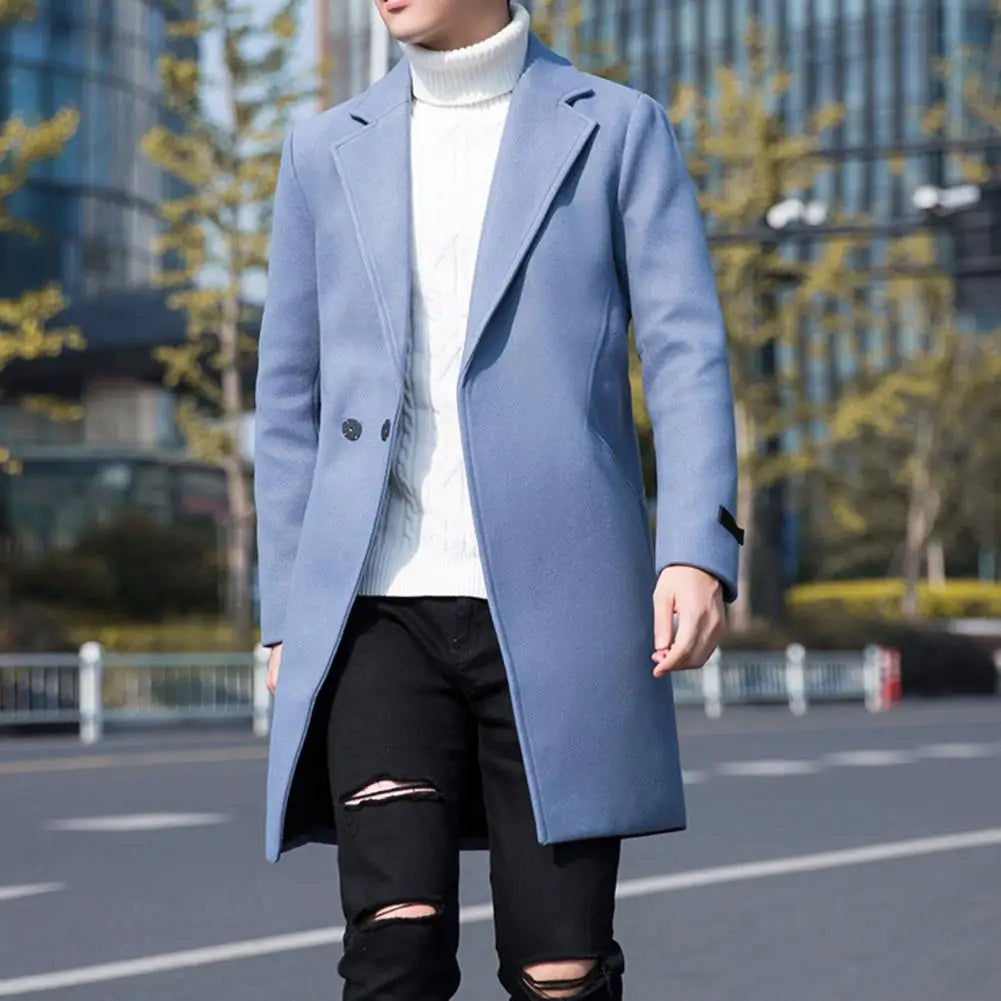 Men Trench Coat Autumn Woolen Trench Overcoat