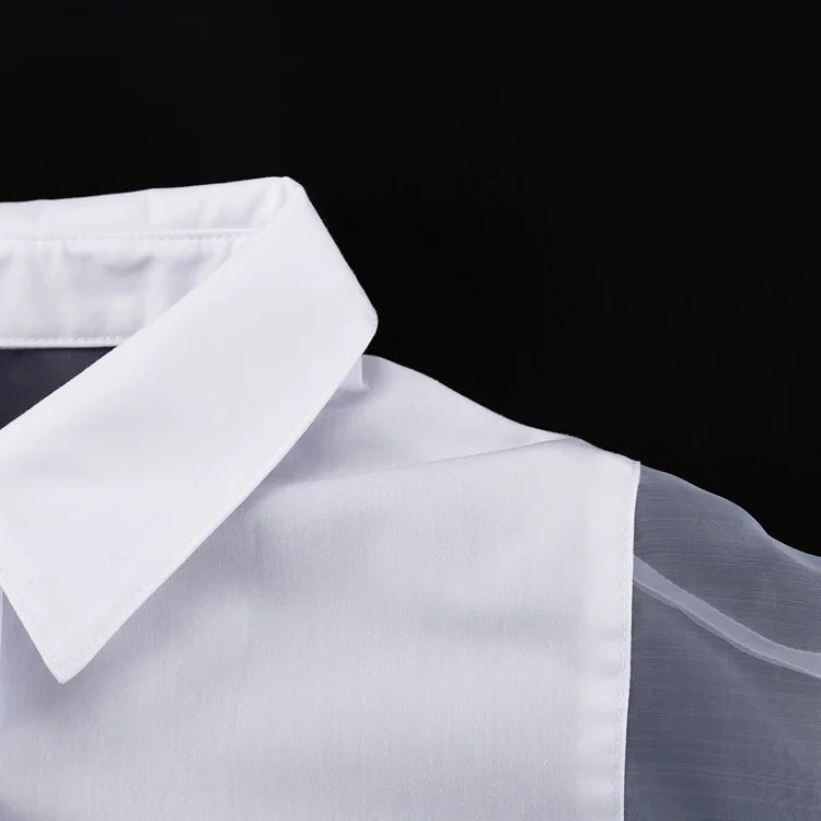 White Shirt Blouse Organza Mesh