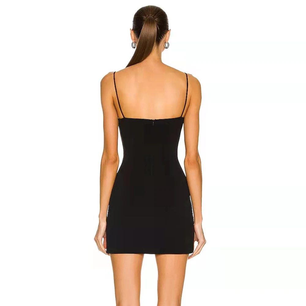 Beading Spaghetti Strap Bandages Dress Sexy Summer Clothes Evening Party Club Bodycon Mini Dress