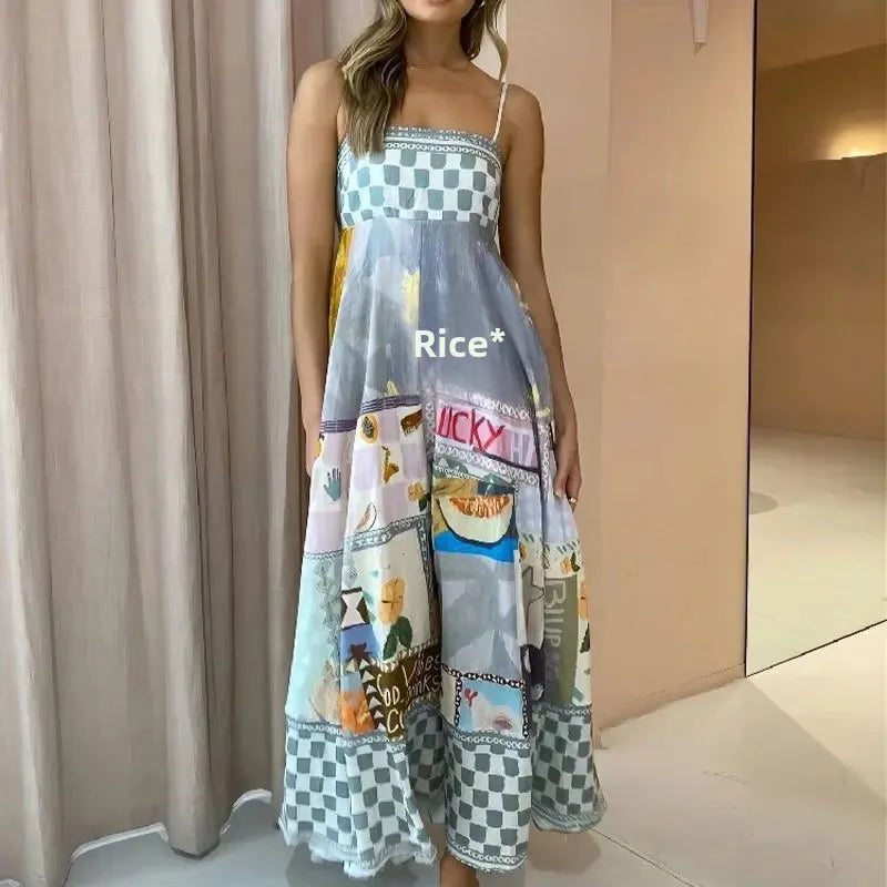 Graffiti multi Print summer Midi paradise