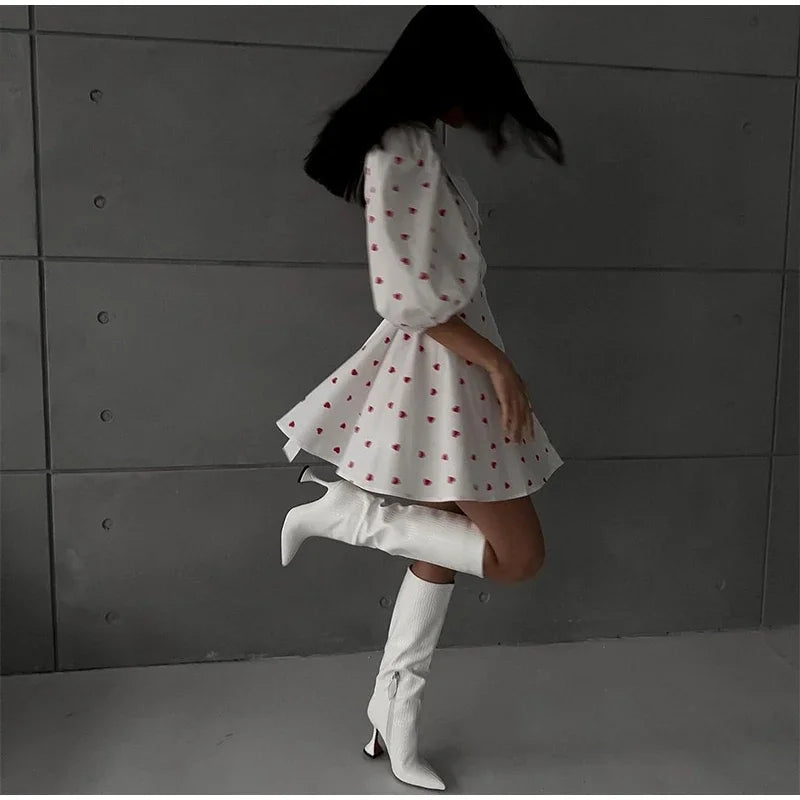 Floral Lotus Leaf Mini Dress