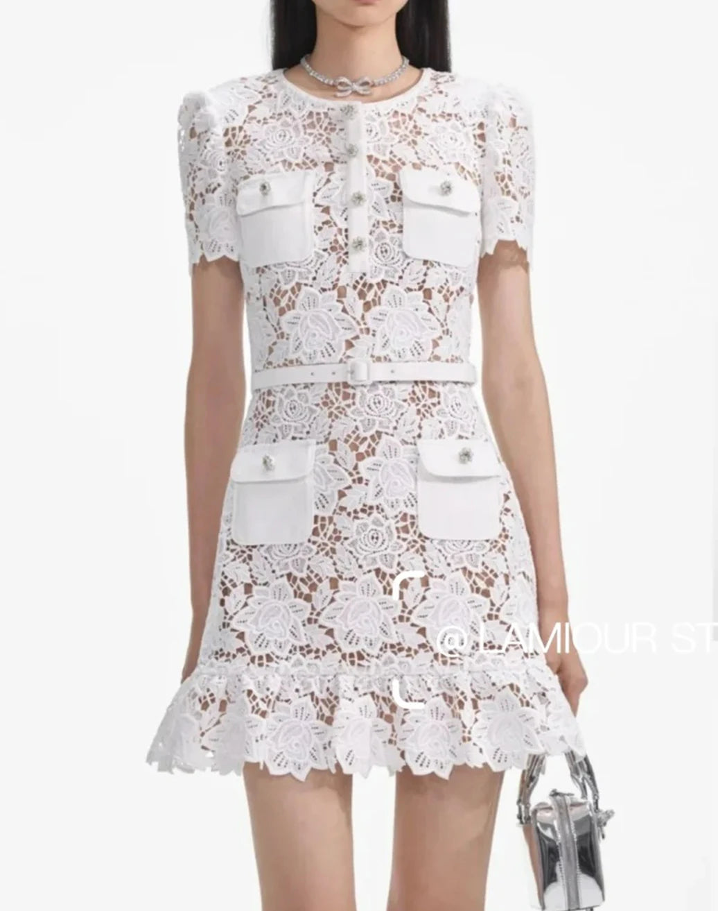 Blue Lace Runway Bodycon clio