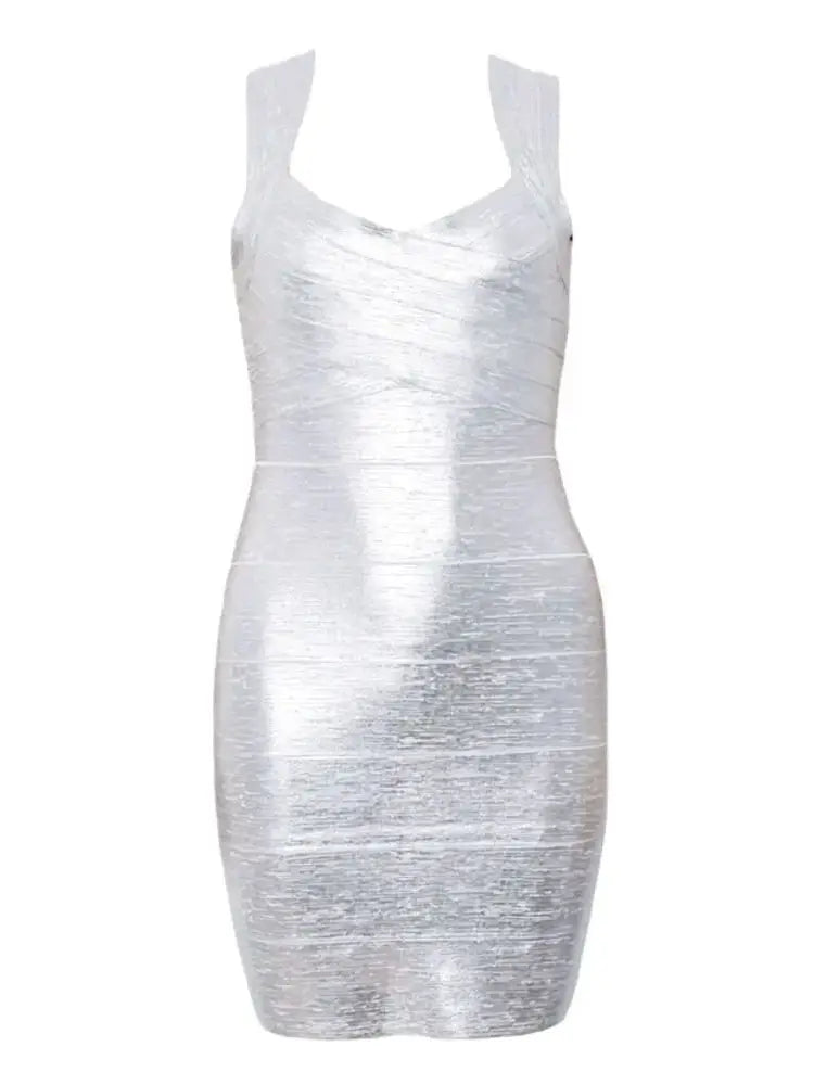 Silver bandage mini dress