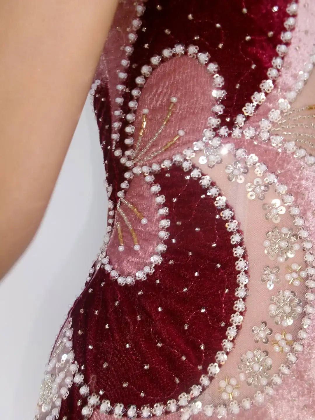 Backless Pink Velvet PArty Dress