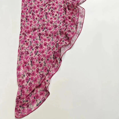 Floral One-Shoulder Chiffon Asymmetrical dress