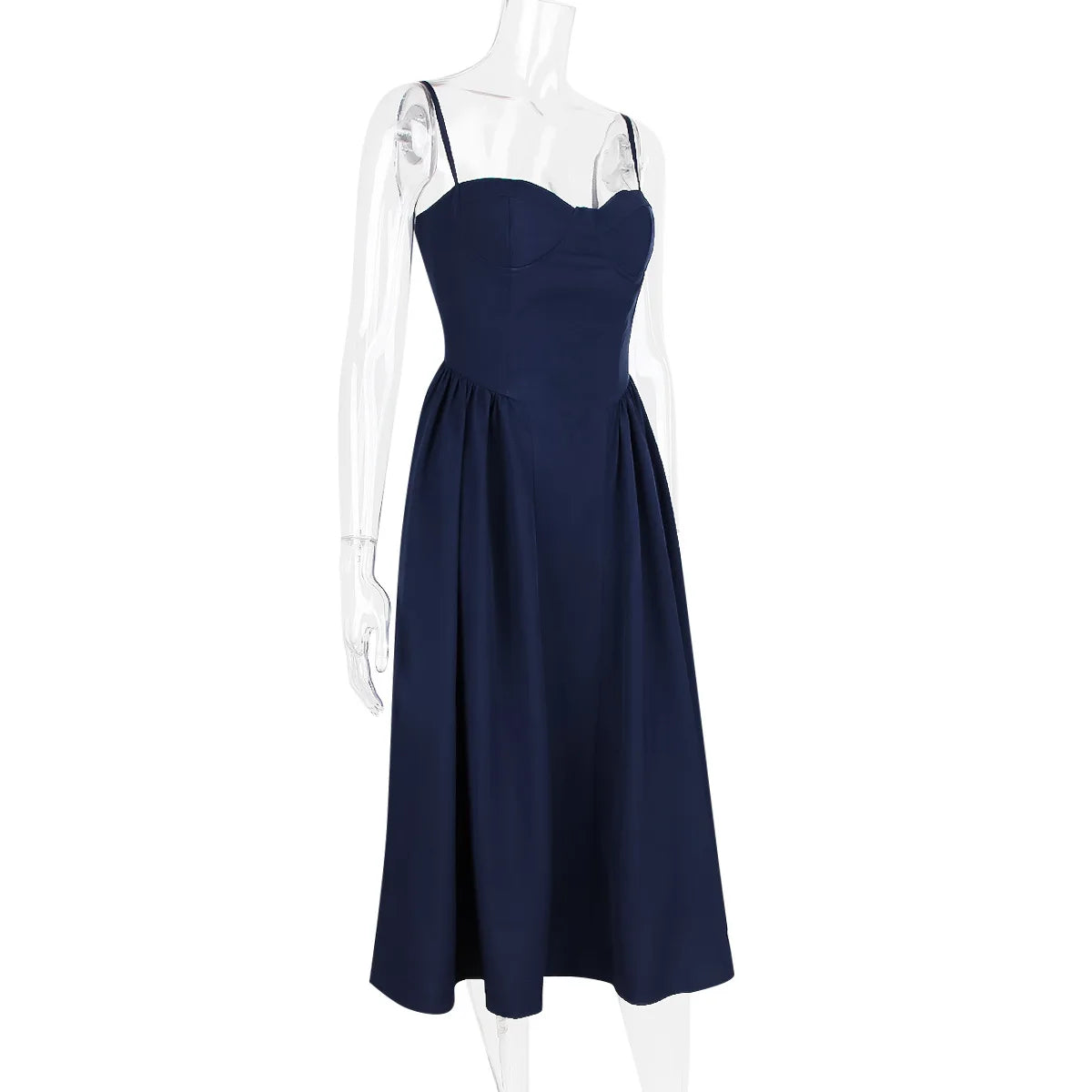 Suninheart Spaghetti Strap Summer Party Dresses 2025 New Arrivals Fit and Flare Elegant Midi Dress Red Night Date Dress - Shellss