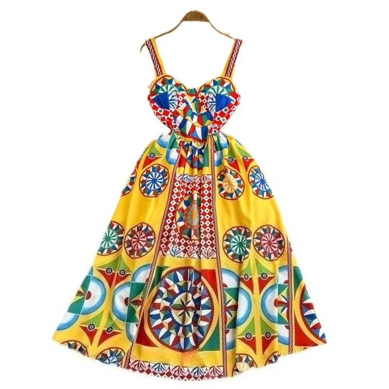 Dolce Yellow Multicolor Dress