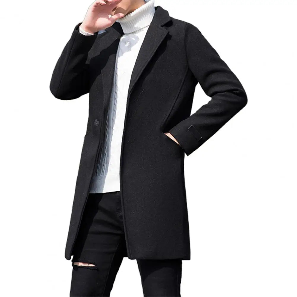 Men Trench Coat Autumn Woolen Trench Overcoat