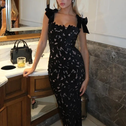 Lace Crochet Bow Tie Dress