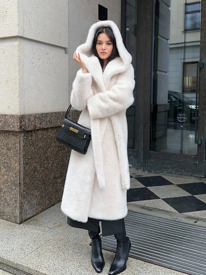 Fur Hooded Long Jacket