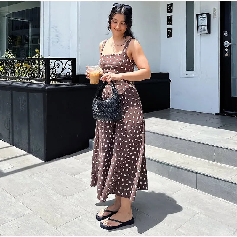 Elegant Women Polka Dot Midi
