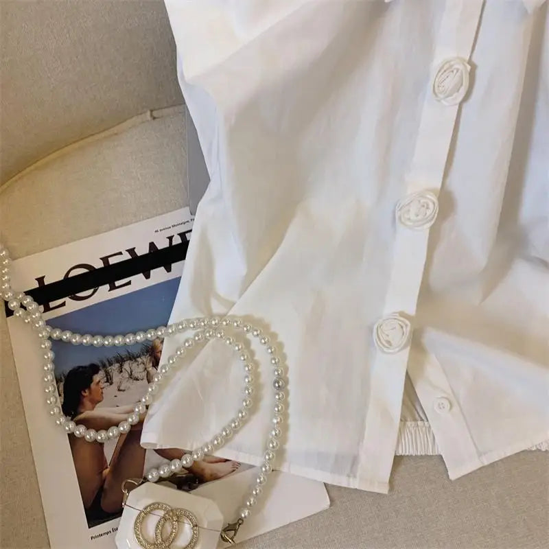 Batwing Button Summer Sweet Korean Fashion