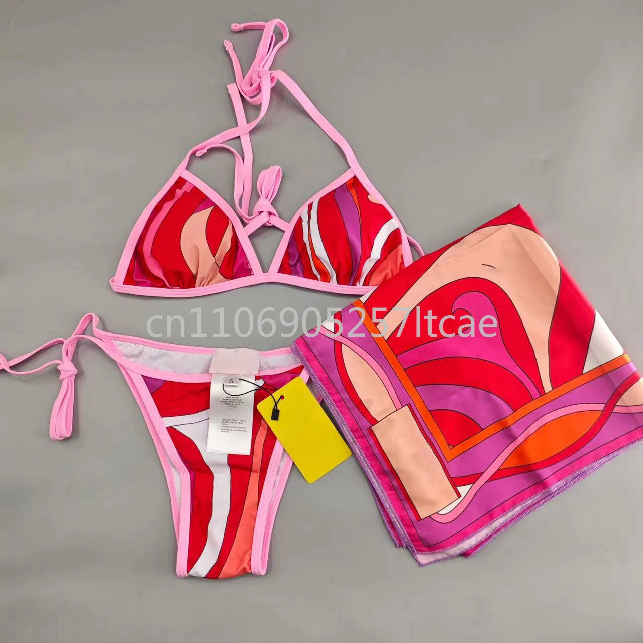 Luxury Design Pink Scarf Swimsuits