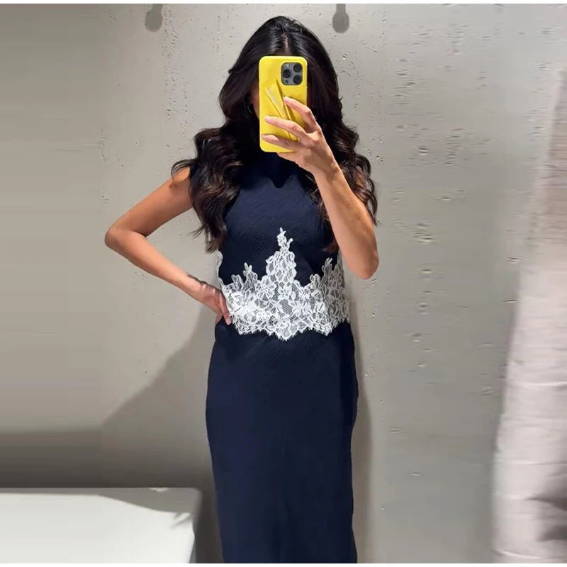 Zara Lace Set Navy Blue