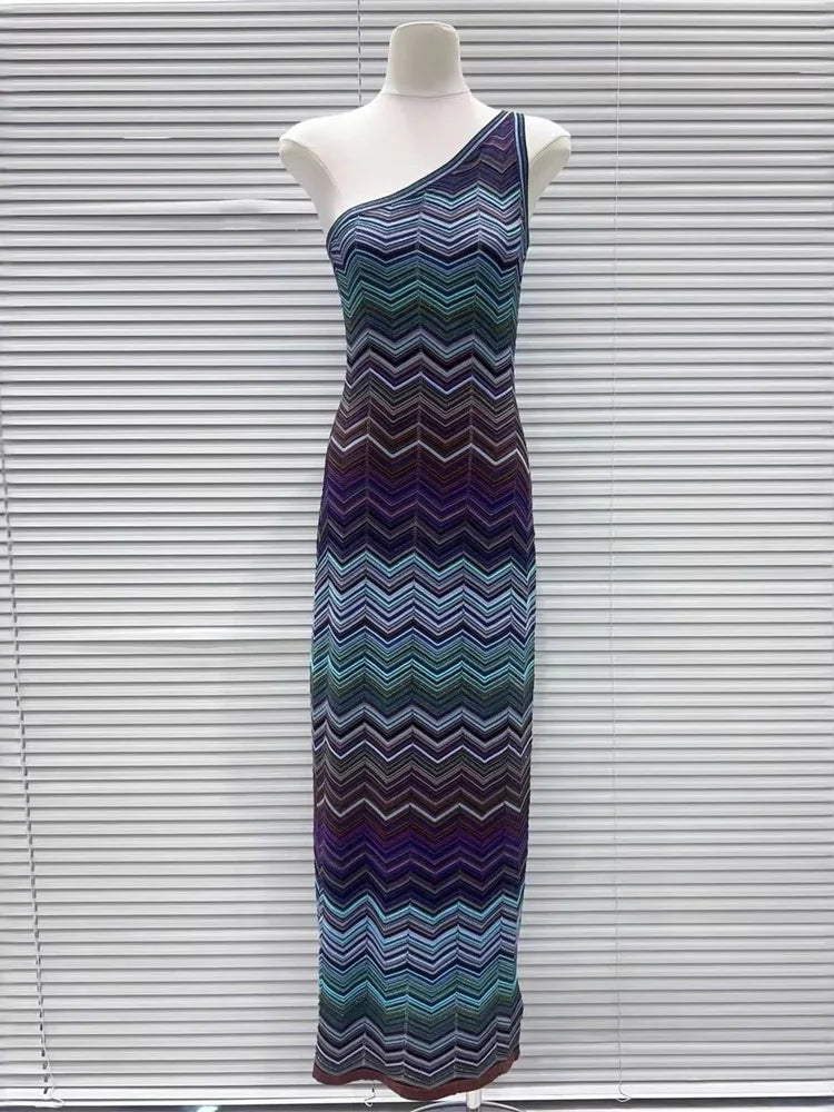 Knit MIssoni one shoulder Green & Dark Green