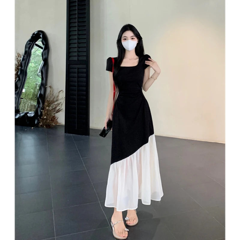 Black and White Elegant Long Dress