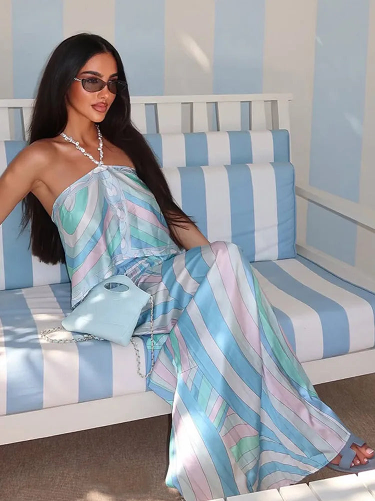 Pucci Light Blue iced blue HAlter neck