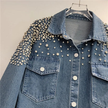 Denim Blouse Full Diamonds