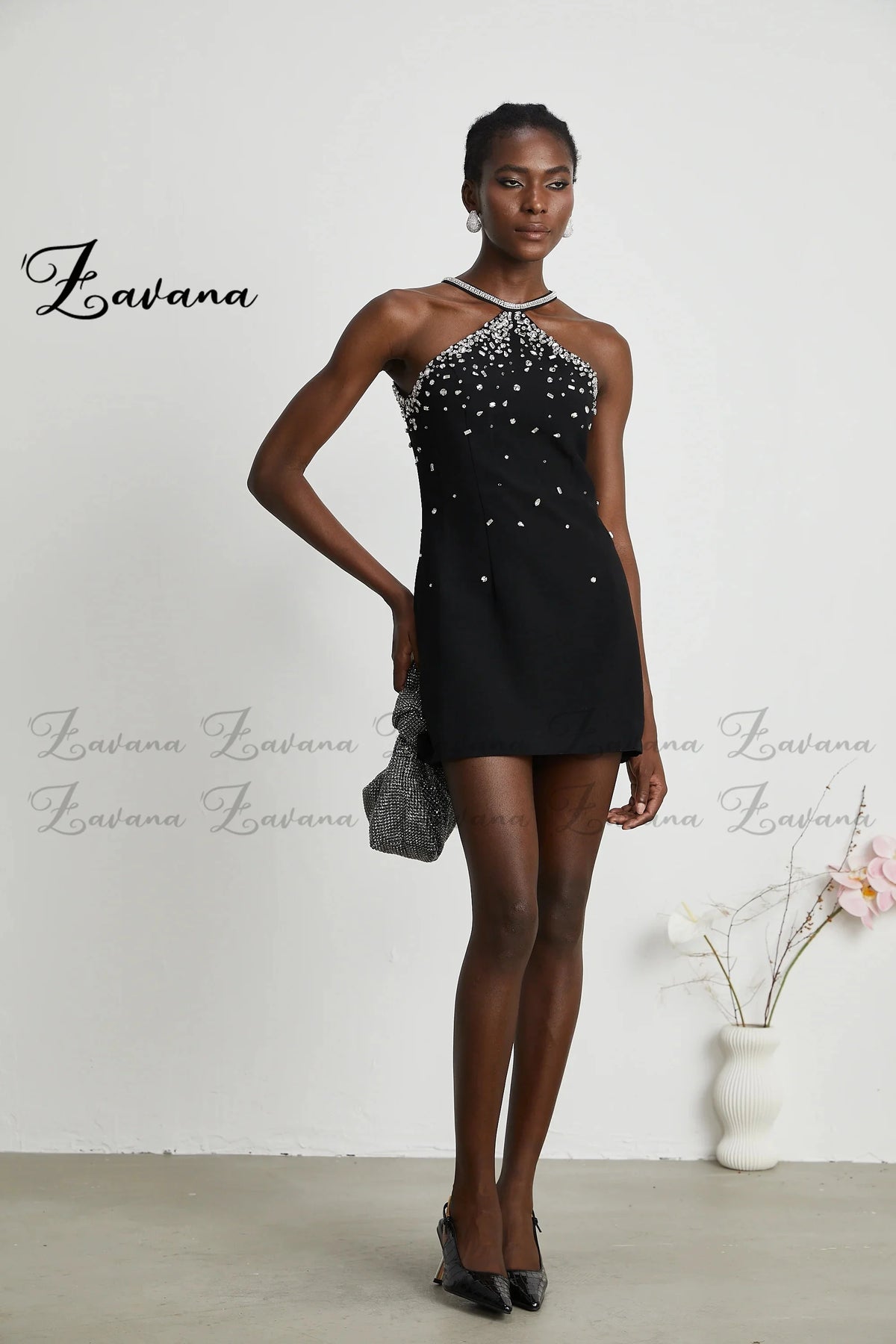 Zavana Bling Sleeveless Sheath Homecoming Dress for Women Satin Rhinestones Cocktail Party Vestidos De Formatura Customized