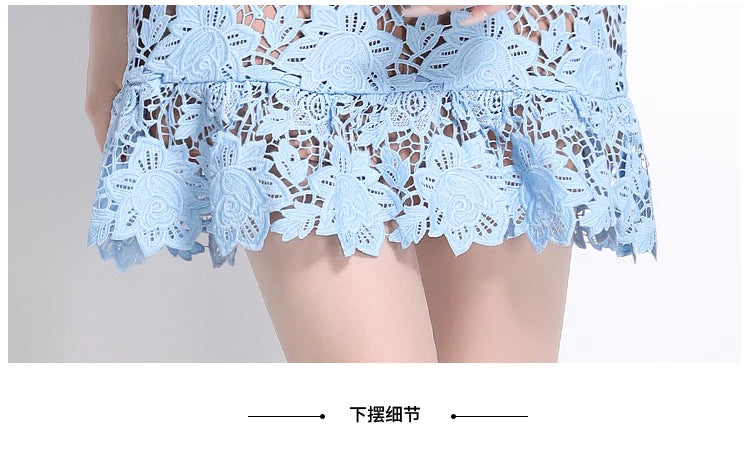 Summer Blue Floral Lace Mini dress