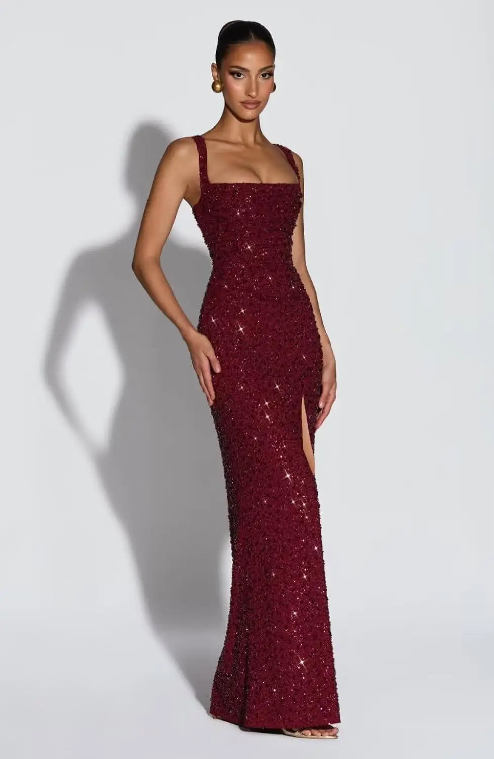 Eightale Sequin Prom Dress for Women Sparkly Mermaid Long Backless Formal Evening Party Gown with Slit