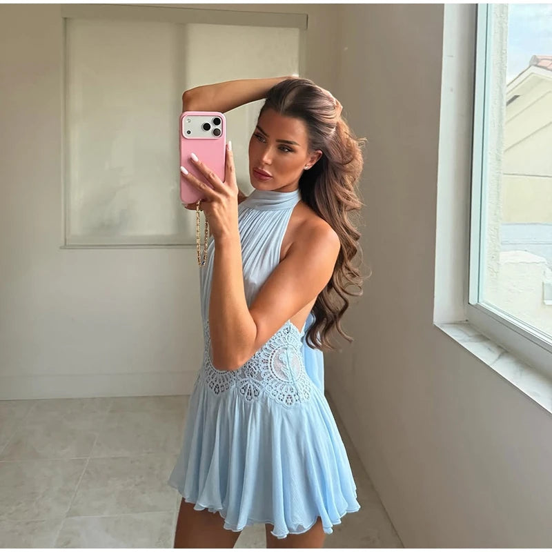 Lace Waist Cutout Mini Dress