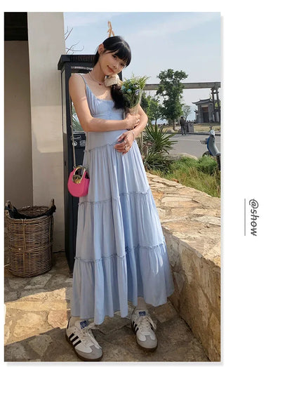 French Summer Waist Cinched A- Line Midi
