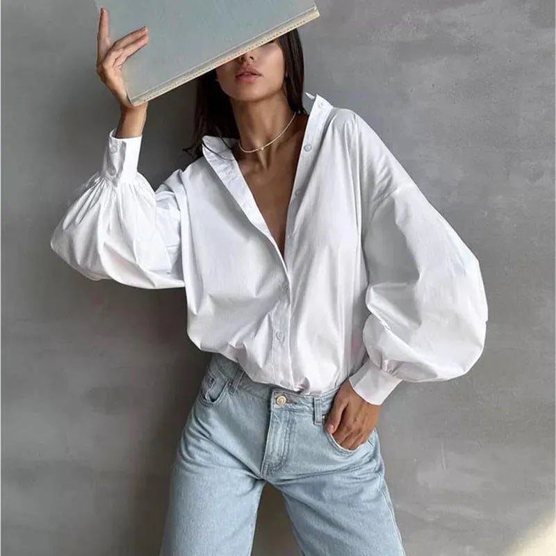 Lantern Sleeve Oversized Blouse