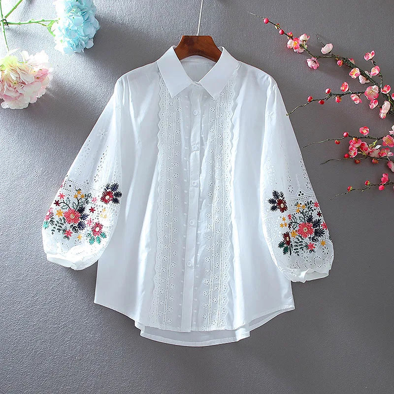 Vintage Embroidered Lace Loose fit shirt