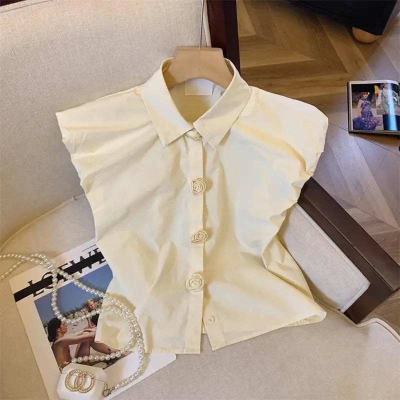 Batwing Button Summer Sweet Korean Fashion