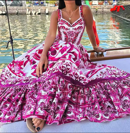 2 Queen Majolica Print Italian Dress
