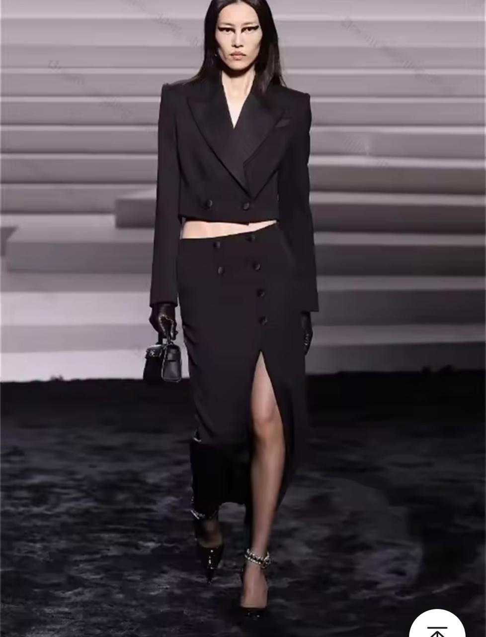 Black Tuxedos Skirt Set