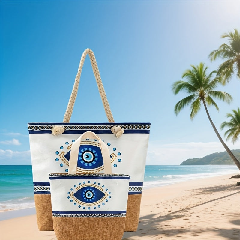 2pcs Evil Eye Graphic Beach Tote Bags