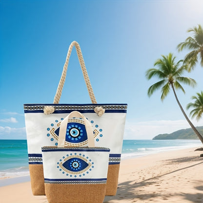2pcs Evil Eye Graphic Beach Tote Bags