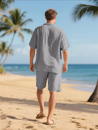 Summer Linen Shirt & Shorts Set Breathable