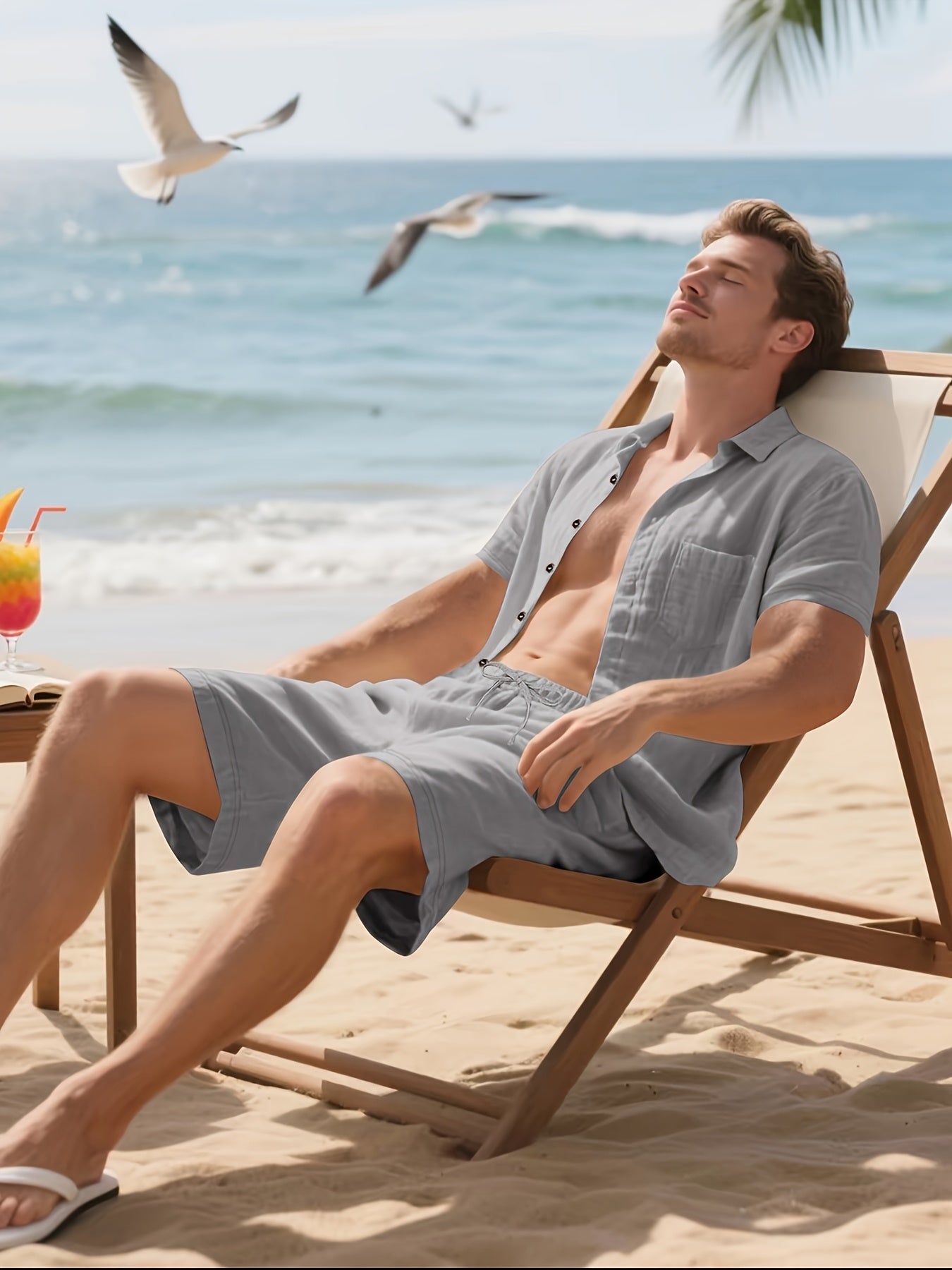 Summer Linen Shirt & Shorts Set Breathable