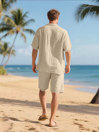 Summer Linen Shirt & Shorts Set Breathable