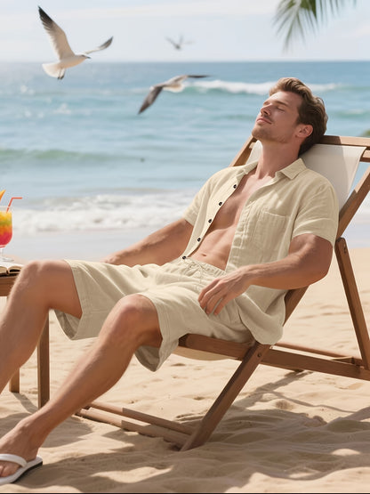 Summer Linen Shirt & Shorts Set Breathable