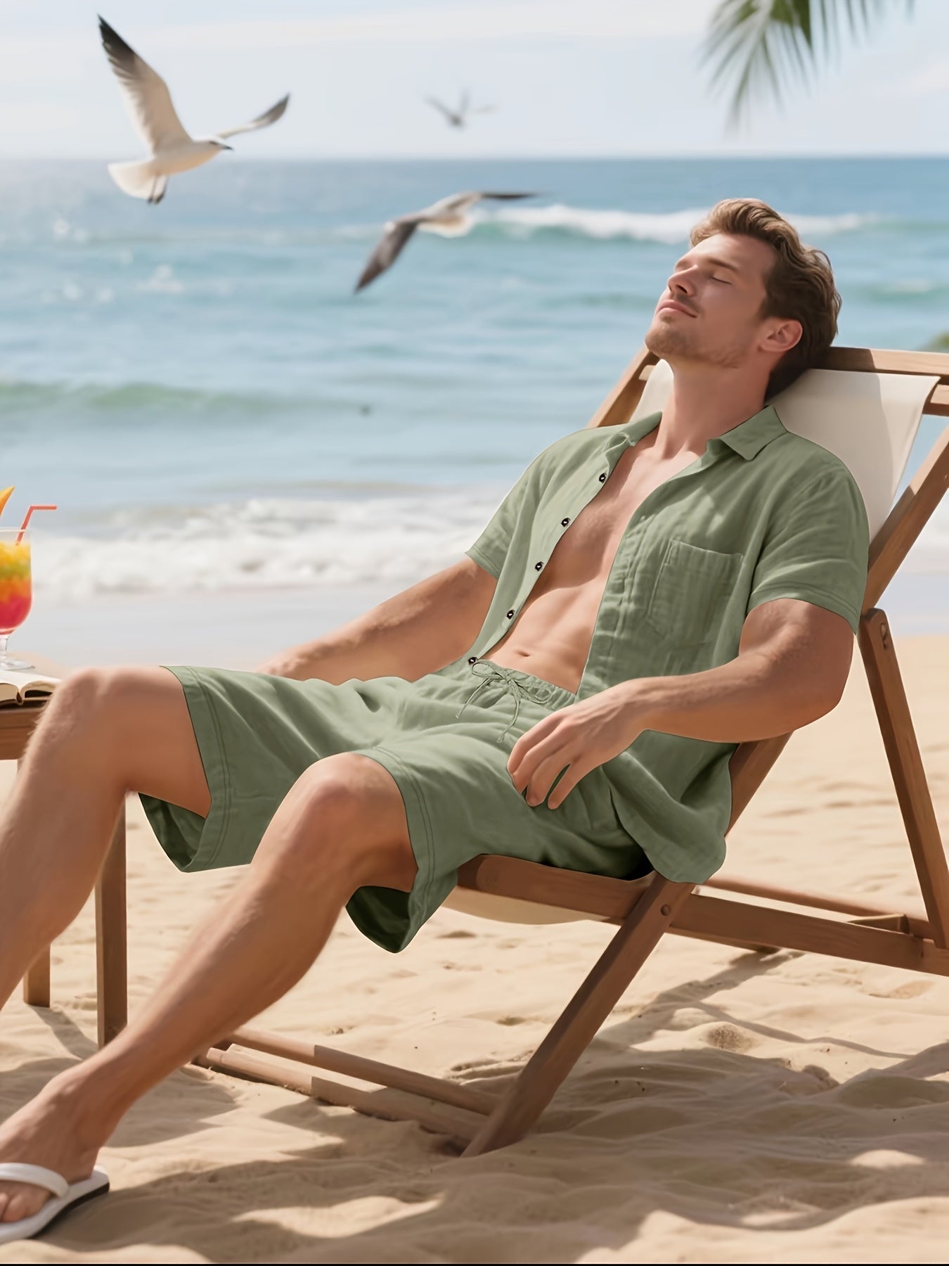 Summer Linen Shirt & Shorts Set Breathable