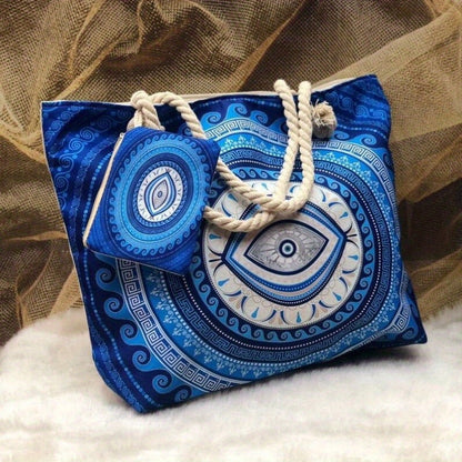 2pcs Set Evil's Eye Beach Bag & small pouch