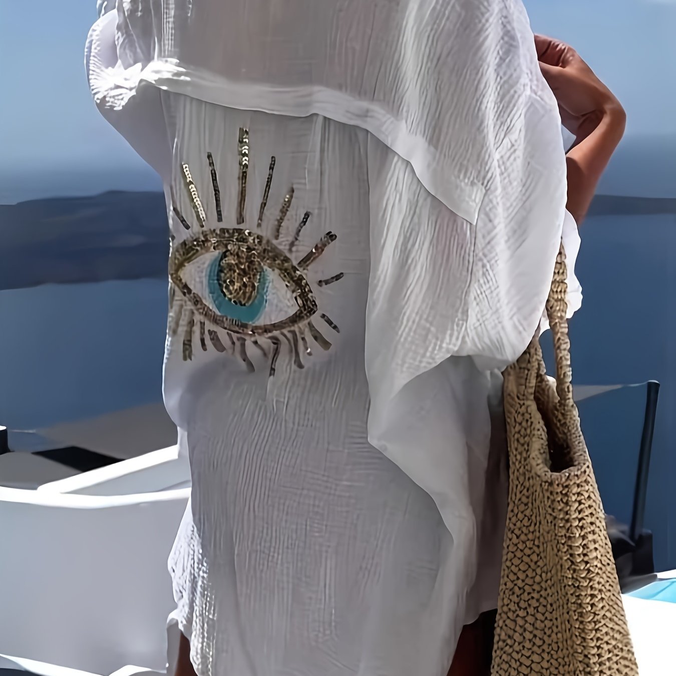 Sequin evil eye shirt