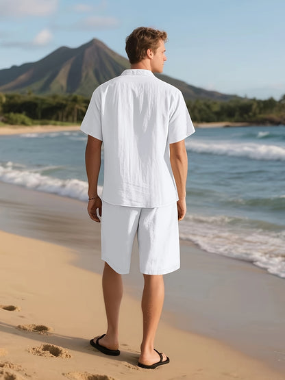 Summer Linen Shirt & Shorts Set Breathable